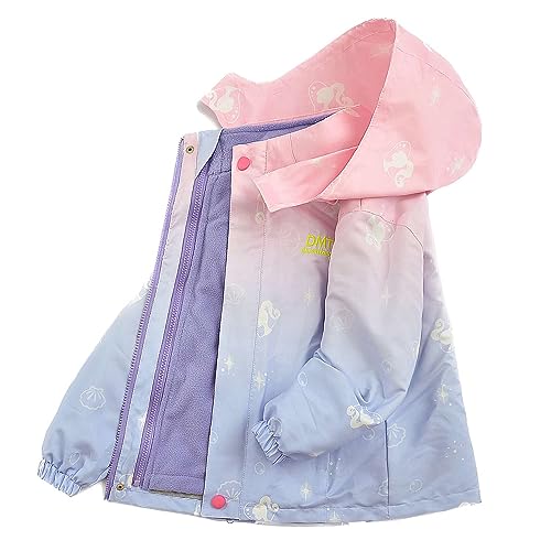 Echinodon Mädchen 3 in 1 Outdoorjacke Winterjacke Wasserabweisend Winddicht Funktionsjacke Kinder Wanderjacke Violett 130 von Echinodon