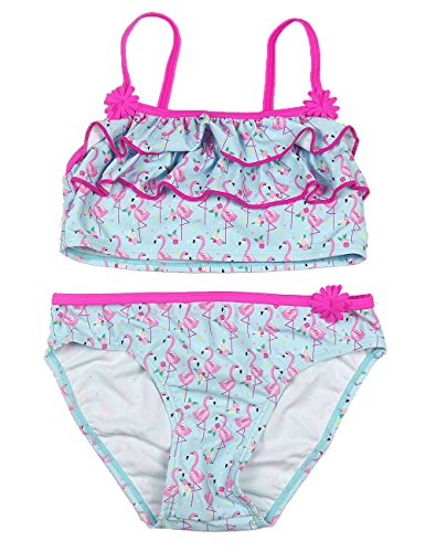 Echinodon Mädchen Bademode 2tlg Bikini Set Schwimmanzug mit Rüschen Badeanzug mit Muster 128 von Echinodon