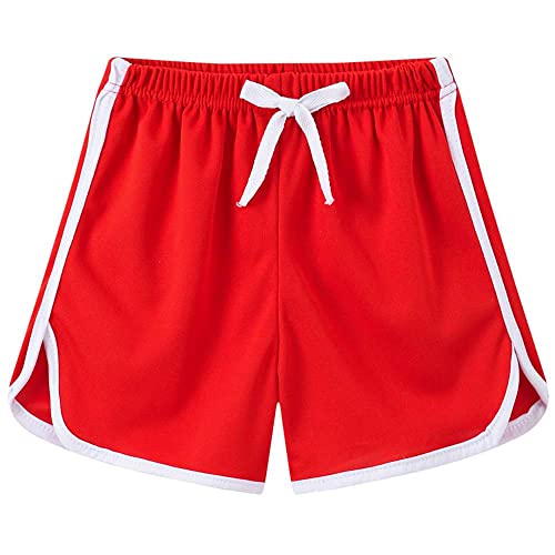 Echinodon Mädchen Badeshorts Boardshorts Sweatshorts Kinder Sportshorts Badehose Urlaub Strand Shorts Rot 130 von Echinodon