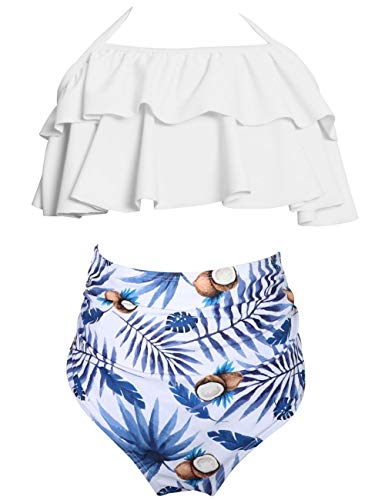 Echinodon Mädchen Bikini Set Neckholder Badeanzug mit Rüschen Blumen Kinder Zweiteiler Bademode Schwimmanzug Blau 140 Echinodon Mädchen Bikini Set Neckholder Badeanzug mit Rüschen Blumen Kinder Zweiteiler Bademode Schwimmanzug Blau 140 von Echinodon
