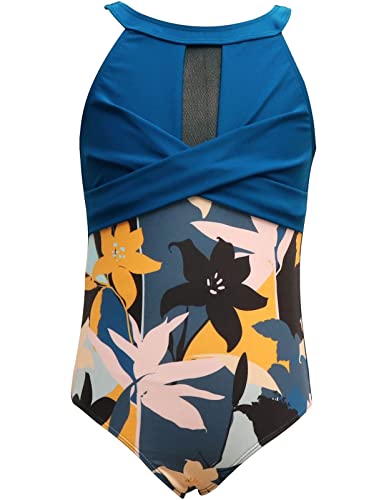 Echinodon Mädchen Einteiliger Badeanzug Kinder Baby Bikini Tankini Hawaiian Bademode Strand Schwimmanzug Blau 152 von Echinodon