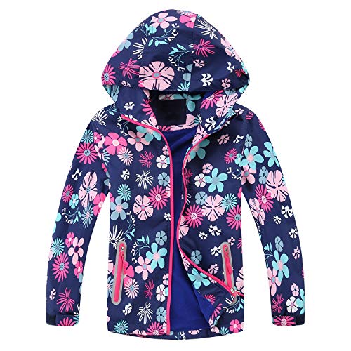 Echinodon Mädchen Gefütterte Jacke Outdoorjacke Übergangsjacke Wanderjacke wasserabweisend Winddicht Kinder Regenjacke Funktionsjacke 120 von Echinodon