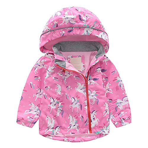 Echinodon Mädchen Gefütterte Jacke Outdoorjacke Wasserabweisend/Winddicht/Reflektoren Kinder Übergangsjacke Wanderjacke Rosa 140 von Echinodon