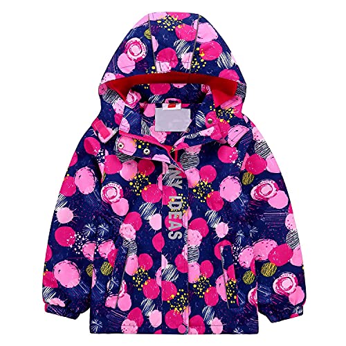 Echinodon Mädchen Gefütterte Jacke Tailliert Reflektoren Wasserabweisend Kinder Übergangsjacke Outdoorjacke Regenjacke Wanderjacke Punkte 146-152 von Echinodon