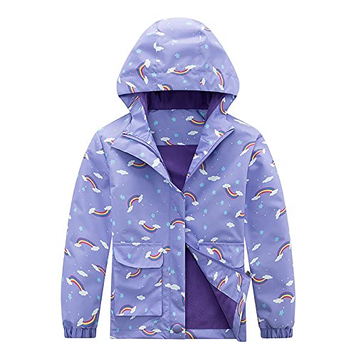 Echinodon Mädchen Gefütterte Jacke mit Kapuze Outdoorjacke Kinder Übergangsjacke Wanderjacke Violett 110 von Echinodon