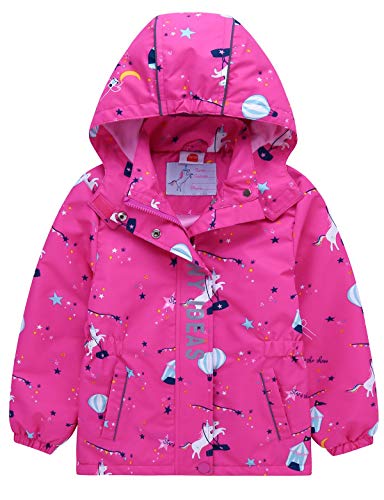 Echinodon Mädchen Gefütterte Outdoorjacke Wanderjacke wasserabweisend winddicht Kinder Jacke Regenjacke Übergangsjacke Funktionsjacke Rosa 110-116 von Echinodon