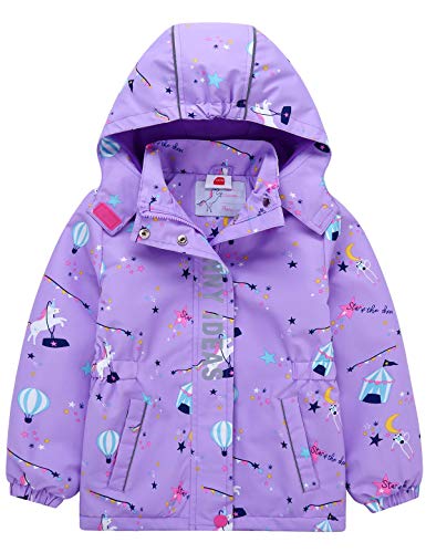 Echinodon Mädchen Gefütterte Outdoorjacke Wanderjacke wasserabweisend winddicht Kinder Jacke Regenjacke Übergangsjacke Funktionsjacke Violett 134-140 von Echinodon