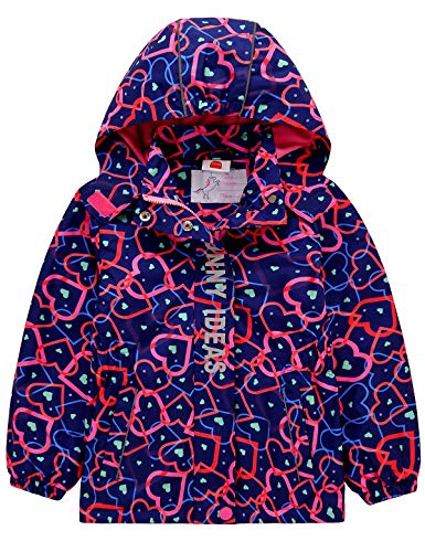 Echinodon Mädchen Gefütterte Outdoorjacke Wanderjacke wasserabweisend winddicht Kinder Jacke Regenjacke Übergangsjacke Funktionsjacke A 122-128 von Echinodon