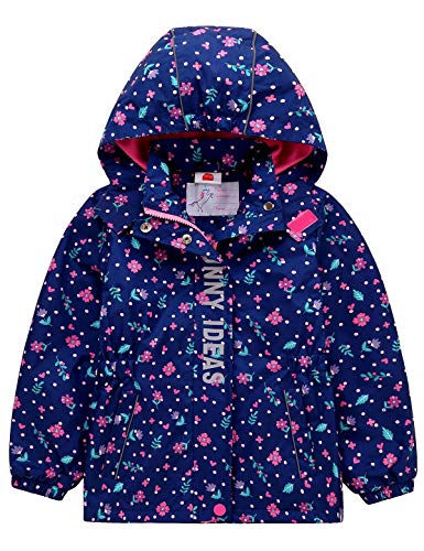 Echinodon Mädchen Gefütterte Outdoorjacke Wanderjacke wasserabweisend winddicht Kinder Jacke Regenjacke Übergangsjacke Funktionsjacke Blau 134-140 von Echinodon