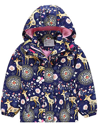 Echinodon Mädchen Gefütterte Outdoorjacke Wasserdicht/Winddicht/Warm Regenjacke Funktionsjacke Kinder Wanderjacke Jacke B 122-128 von Echinodon