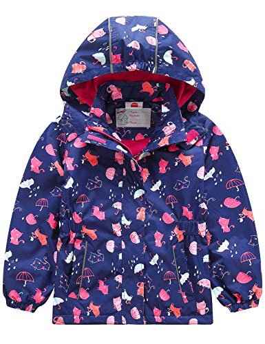 Echinodon Mädchen Gefütterte Outdoorjacke Wasserdicht/Winddicht/Warm Regenjacke Funktionsjacke Kinder Wanderjacke Jacke Blau von Echinodon