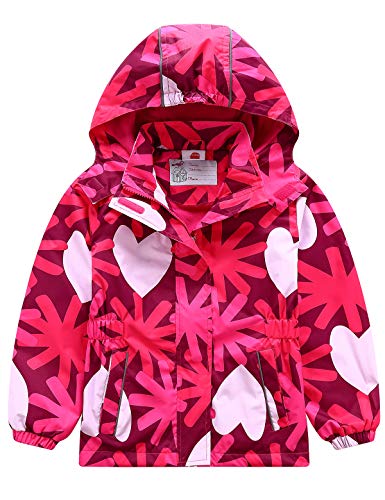 Echinodon Mädchen Gefütterte Outdoorjacke Wasserdicht/Winddicht/Warm Regenjacke Funktionsjacke Kinder Wanderjacke Jacke Rot von Echinodon