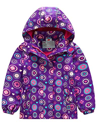 Echinodon Mädchen Gefütterte Outdoorjacke Wasserdicht/Winddicht/Warm Regenjacke Funktionsjacke Kinder Wanderjacke Jacke Violett von Echinodon