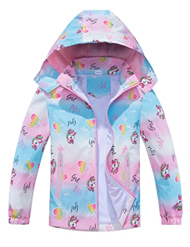 Echinodon Mädchen Jacke Kinder Windjacke Übergangsjacke mit abtrennbare Kapuze Frühling Herbst Rosa 110 von Echinodon