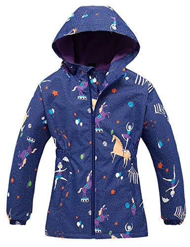 Echinodon Mädchen Jacke mit Fleecefütterung Übergangsjacke Outdoorjacke Wasserabweisend Winddicht Atmungsaktiv Kinder Regenjacke Wanderjacke A-Blau 120 von Echinodon