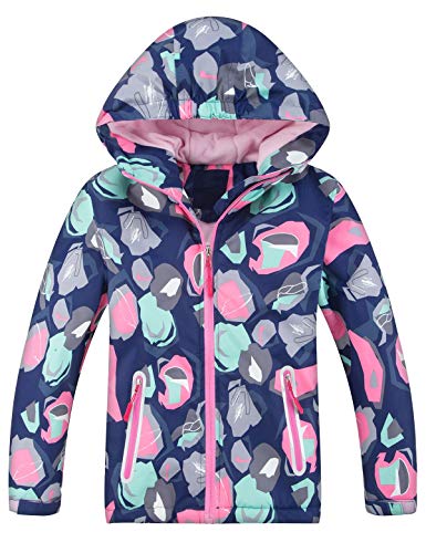 Echinodon Mädchen Jacke mit Fleecefütterung wasserabweisend winddicht Reflektoren Kinder Übergangsjacke Wanderjacke Trekkingjacke Blau L von Echinodon