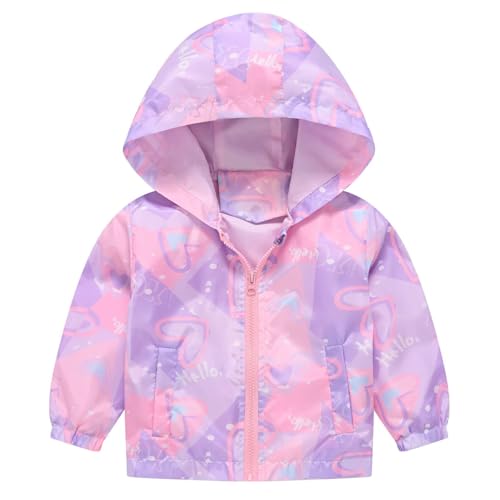 Echinodon Mädchen Leichte Jacke Kleinkind Dünne Windjacke mit Aufdruck Frühling Sommer Herbst Rosa-Violett 90 von Echinodon