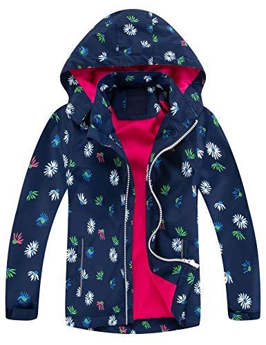 Echinodon Mädchen Outdoorjacke Gefütterte Übergangsjacke Kinder Jacke wasserabweisend Winddicht Funktionsjacke Wanderjacke Blau 130 von Echinodon