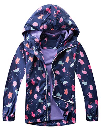 Echinodon Mädchen Outdoorjacke wasserabweisend winddicht Kinder Jacke Übergangsjacke Regenjacke Frühling Herbst Blau M von Echinodon