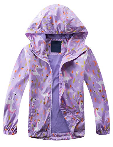 Echinodon Mädchen Outdoorjacke wasserabweisend winddicht Kinder Jacke Übergangsjacke Regenjacke Frühling Herbst Violett L von Echinodon