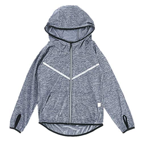Echinodon Mädchen Sport Jacke Schnelltrockend Jacke für Yoga Jogging Training Fitness Grau 110 von Echinodon