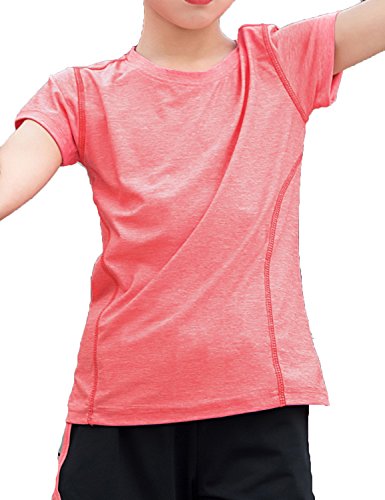 Echinodon Mädchen Sport-Set Schnelltrockend Shirt + Shorts Anzug für Yoga Jogging Training Rot 110 von Echinodon