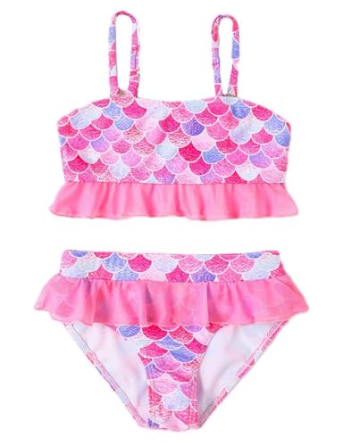 Echinodon Mädchen Tankini Set mit Rüschen Süße Bademode Bikini Kinder Strand Schwimmanzug Rosa 140 von Echinodon