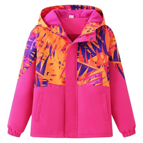 Echinodon Mädchen Übergangsjacke mit Fleecefutter Gefütterte Jacke Outdoorjacke Wanderjacke B-Rosa 160 von Echinodon