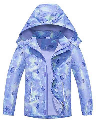 Echinodon Mädchen Übergangsjacke mit Fleecefutter Jacke Outdoorjacke Wasserabweisend Winddicht Wanderjacke Frühling Herbst Lila 150 von Echinodon