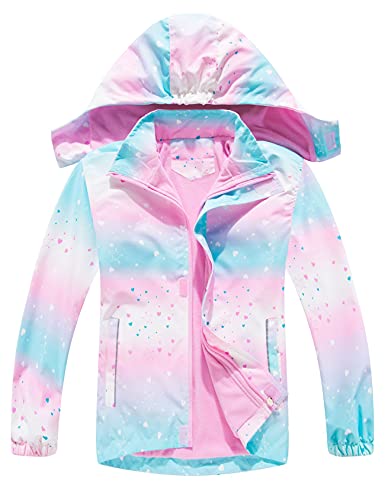 Echinodon Mädchen Übergangsjacke mit Fleecefutter Jacke Outdoorjacke Wasserabweisend Winddicht Wanderjacke Frühling Herbst Rosa 110 von Echinodon