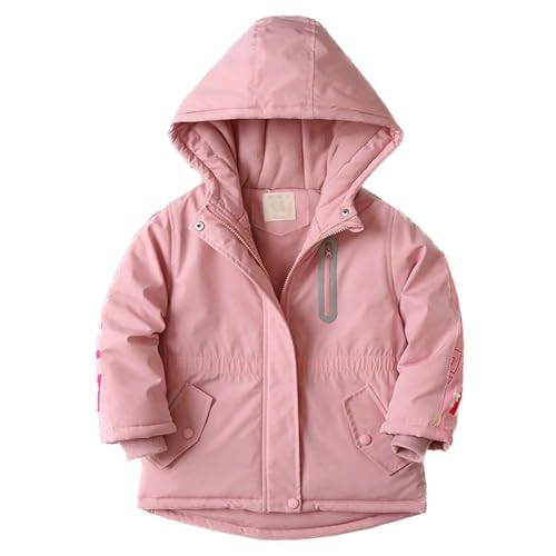 Echinodon Mädchen Winter Parka mit Fleecefutter Tailliert Winterjacke Kinder Winter Jacke Rosa 130 von Echinodon