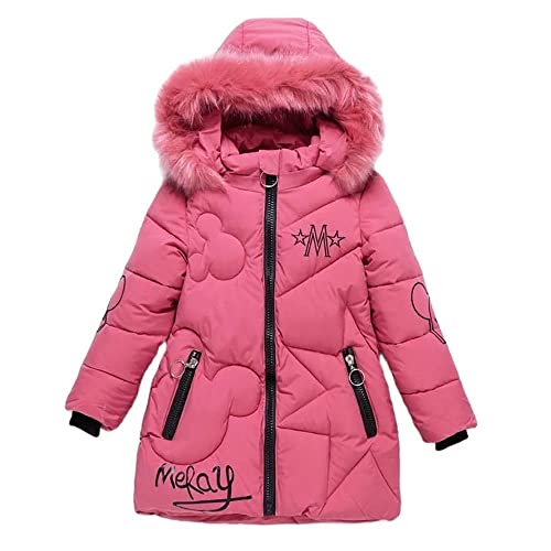 Echinodon Mädchen Winterjacke mit Kapuze Niedlich Jacke mit Aufdruck Baby Kinder Winter Mantel Rosa 110 von Echinodon