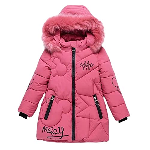 Echinodon Mädchen Winterjacke mit Kapuze Niedlich Jacke mit Aufdruck Baby Kinder Winter Mantel Rosa 130 von Echinodon