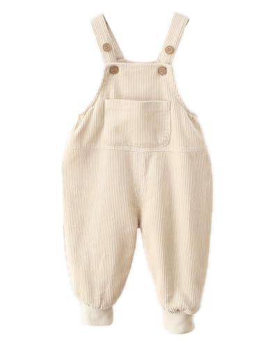 Echinodon Overall Baby Junge Mädchen Cord Latzhose mit Tasche Baumwolle Hose Herbst Frühling Beige 80 von Echinodon