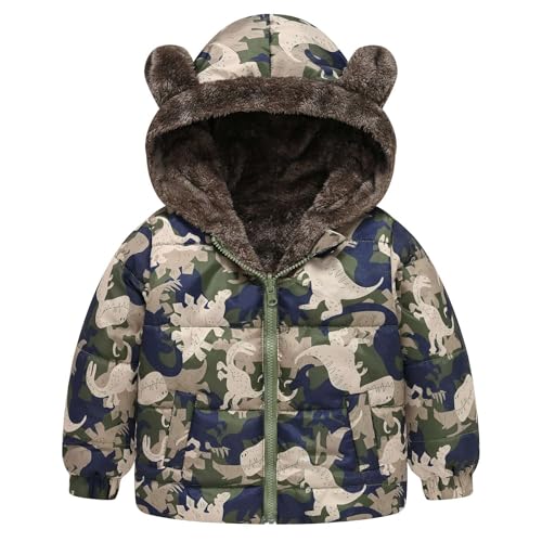Echinodon Winterjacke Kleinkind Junge mit Samtfutter Aufdruck Winter Gefütterte Jacke Camouflage 100 von Echinodon