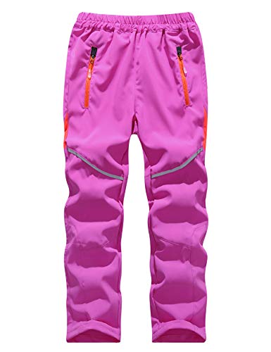 Echiondon Kinder Hose Schnelltrockend Reflektoren Dünn Leicht Sommer Sport und Freizeit Wanderhose Trekkinghose Jungen Mädchen Pink XL von Echinodon