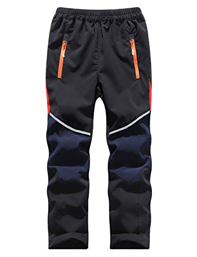 Echinodon Kinder Leichte Outdoorhose Sommer Hose Jungen Mädchen Schnelltrocknend Dünn Reflektoren Wanderhose Trekkinghose Schwarz 2XL von Echinodon