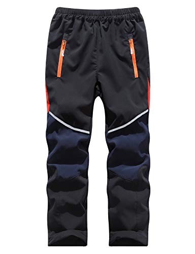 Echiondon Kinder Hose Schnelltrockend Reflektoren Dünn Leicht Sommer Sport und Freizeit Wanderhose Trekkinghose Jungen Mädchen Schwarz 3XL von Echinodon