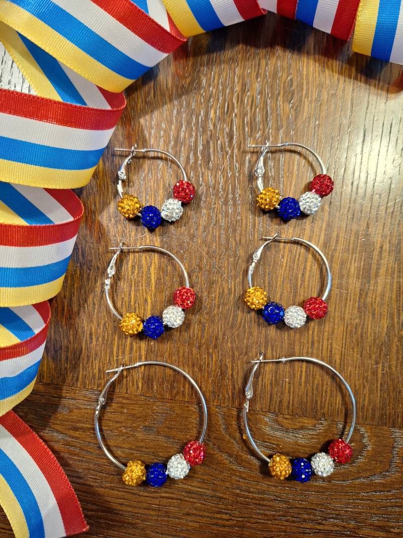 Fastnachtsohrringe Glitzerkugel Creolen C1 von EchtRoth