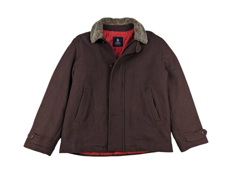 Vintage Winterjacke 46 Braun Wollmix Marina Yachting Outdoor Stilvoll Zeitlos 2010Er Premium Jacke Herren Rotes Innenfutter Warm von VintagePremiumShirts