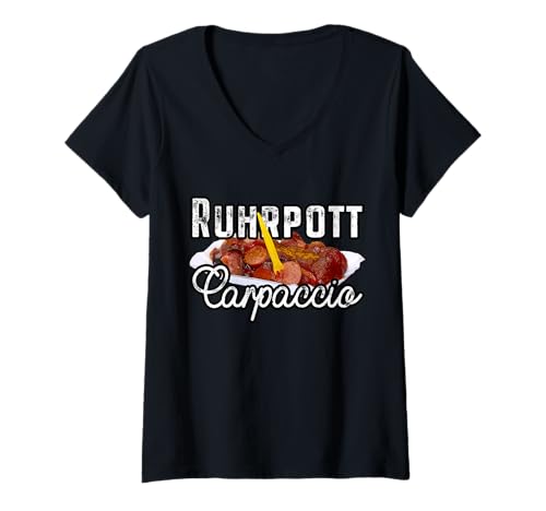 Damen Currywurst Ruhrpott Carpaccio Bratwurst Fast Food Currywurst T-Shirt mit V-Ausschnitt Damen Currywurst Ruhrpott Carpaccio Bratwurst Fast Food Currywurst T-Shirt mit V-Ausschnitt von Echte Currywurst Sprüche Aus Dem Ruhrgebiet