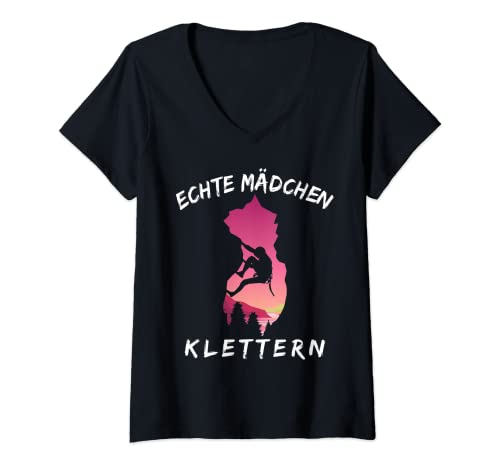 Damen Echte Mädchen Klettern | Kletter Boulder Sportklettern T-Shirt mit V-Ausschnitt Damen Echte Mädchen Klettern | Kletter Boulder Sportklettern T-Shirt mit V-Ausschnitt von Echte Kletterer Boulderer Klettern Geschenke