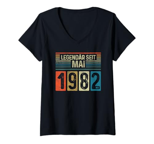 Damen Mai 1982 43. Geburtstag Legendär seit Mai 1982 T-Shirt mit V-Ausschnitt von Echte Legenden sind im Mai 1982 geboren 42er