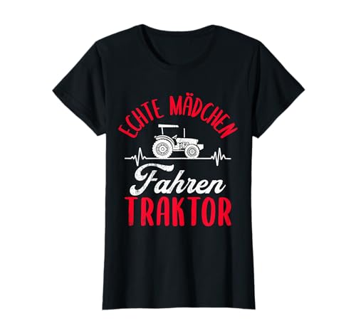Echte Mädchen Fahren Traktor Geschenk Trecker Landwirtin T-Shirt von Echte Mädchen Fahren Traktor Shirts & Geschenke
