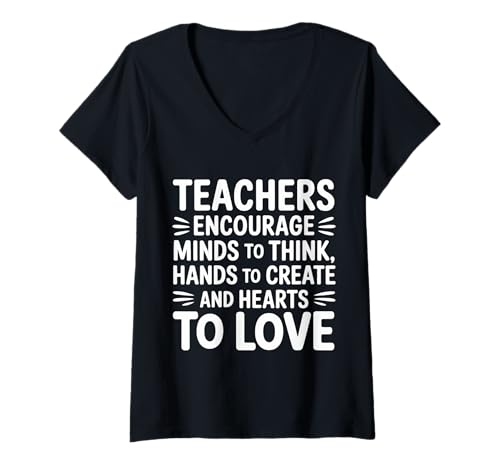 Damen Teachers Inspire Minds Create and Love with Heart |- T-Shirt mit V-Ausschnitt Damen Teachers Inspire Minds Create and Love with Heart |- T-Shirt mit V-Ausschnitt von Echte Pädagogin -Inspiration