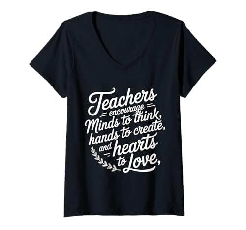 Damen Teachers Inspire Minds Create and Love with Heart - T-Shirt mit V-Ausschnitt Damen Teachers Inspire Minds Create and Love with Heart - T-Shirt mit V-Ausschnitt von Echte Pädagogin -Inspiration
