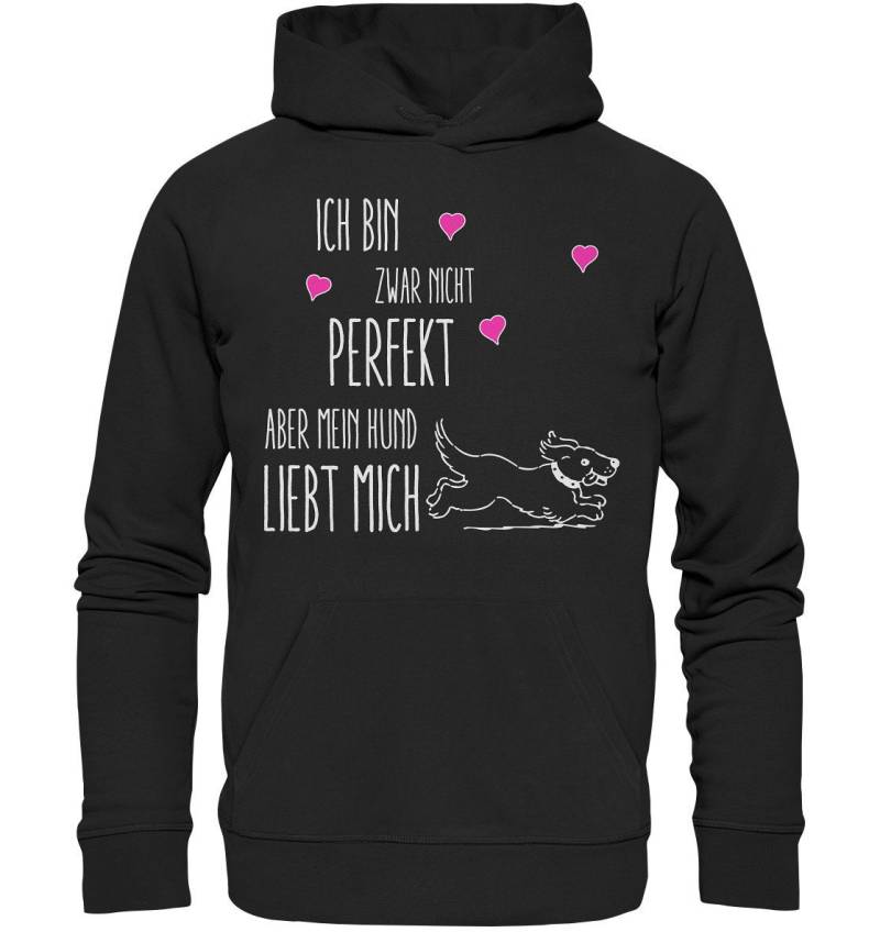 Personalisierter Damen-Hoodie „Ich Bin Zwar Nicht Perfekt, Aber Mein Hund Liebt Mich" - Nachhaltig Und Liebevoll Designt von EchteHundeliebe