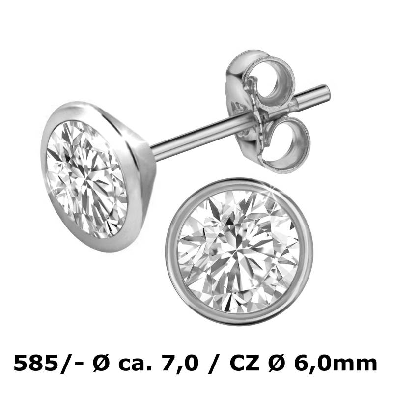 585 Weissgold 14 Kt. Single-Ohrstecker 7, 0 Mm M. Zirkonia Single Einzel Ohrringe 585 Weissgold 14 Kt. Single-Ohrstecker 7, 0 Mm M. Zirkonia Single Einzel Ohrringe von EchtschmuckStenzel