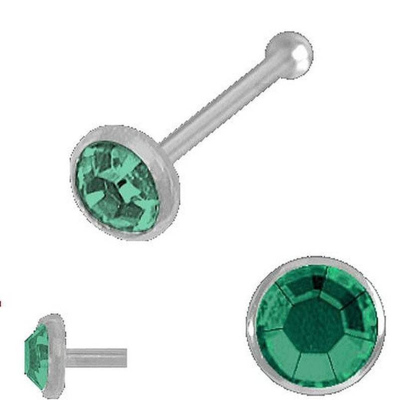 750 Gold Nasenpiercing 2, 5 Mm Grüner Kristallstein Nasenstecker Kugelstift von EchtschmuckStenzel