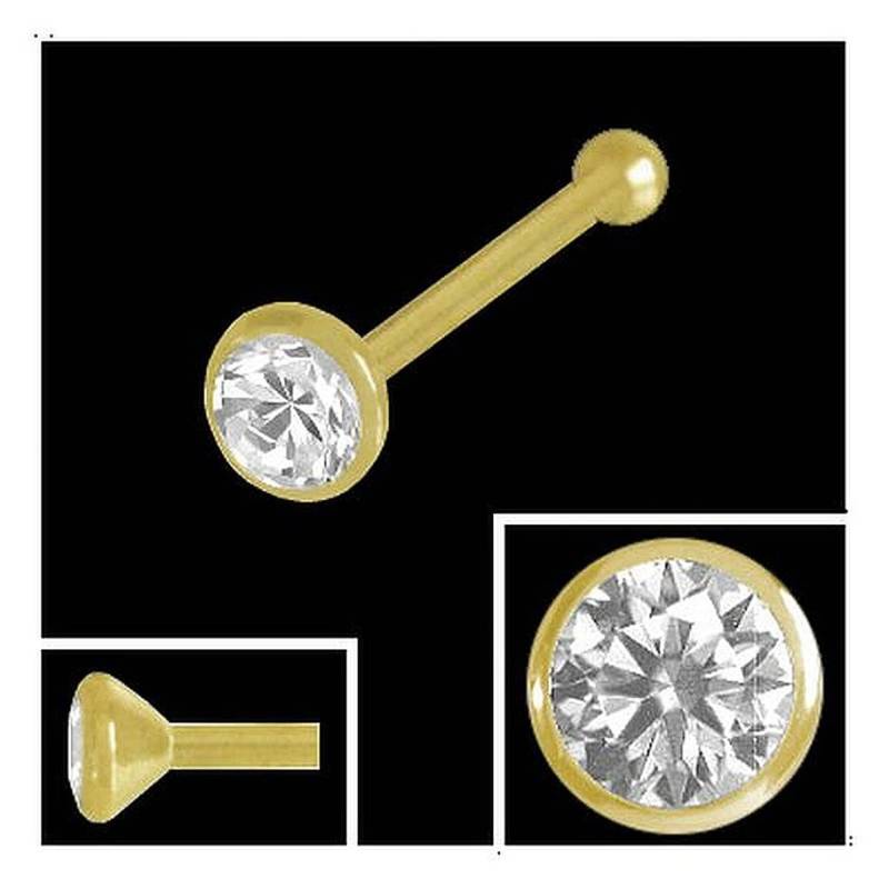 750 Gold Nasenpiercing 2, 5 Mm Mit Zirkonia Nasenstecker Kugelstift von EchtschmuckStenzel